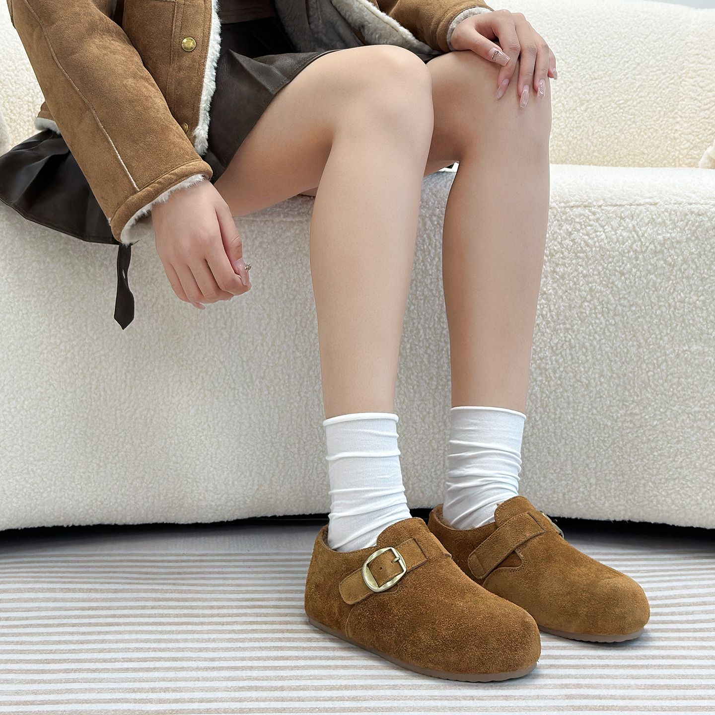 全麦吐司内增高全包勃肯鞋穆勒鞋