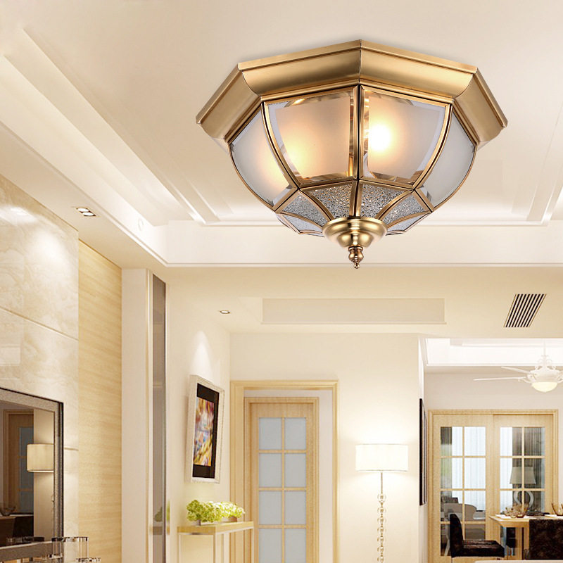 欧式全铜吸顶灯卧室灯led客厅书房灯简约餐厅创意美式过道入户灯