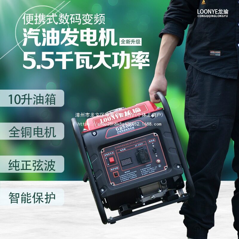 汽油发电机220V小型全铜家用迷你单相汽油无刷数码变频微型便携式