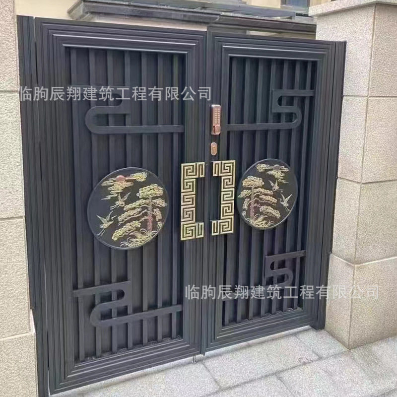 新中式铝艺大门 单双开别墅农村庭院户外防盗门花园庭院铝合金E18