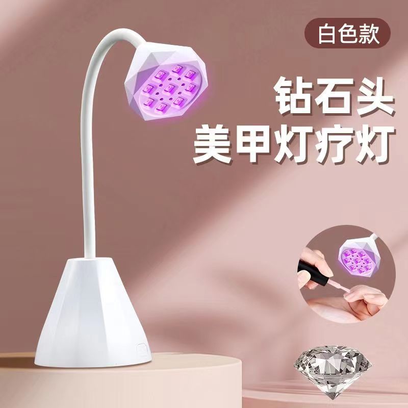 新款美甲光疗灯粘甲片便携式充电蓄电款快干不黑手18W玫瑰莲花灯