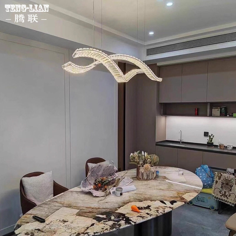 意式极简轻奢长方形椭圆形岩板奢石餐桌别墅大户型餐台 1.6米吊灯