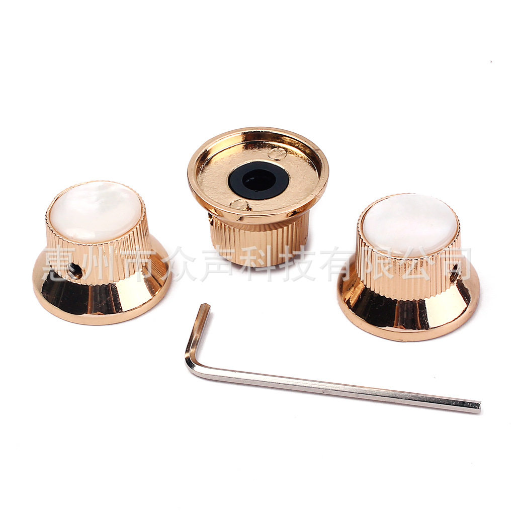 3个飞碟金色镶白贝吉他配件旋钮