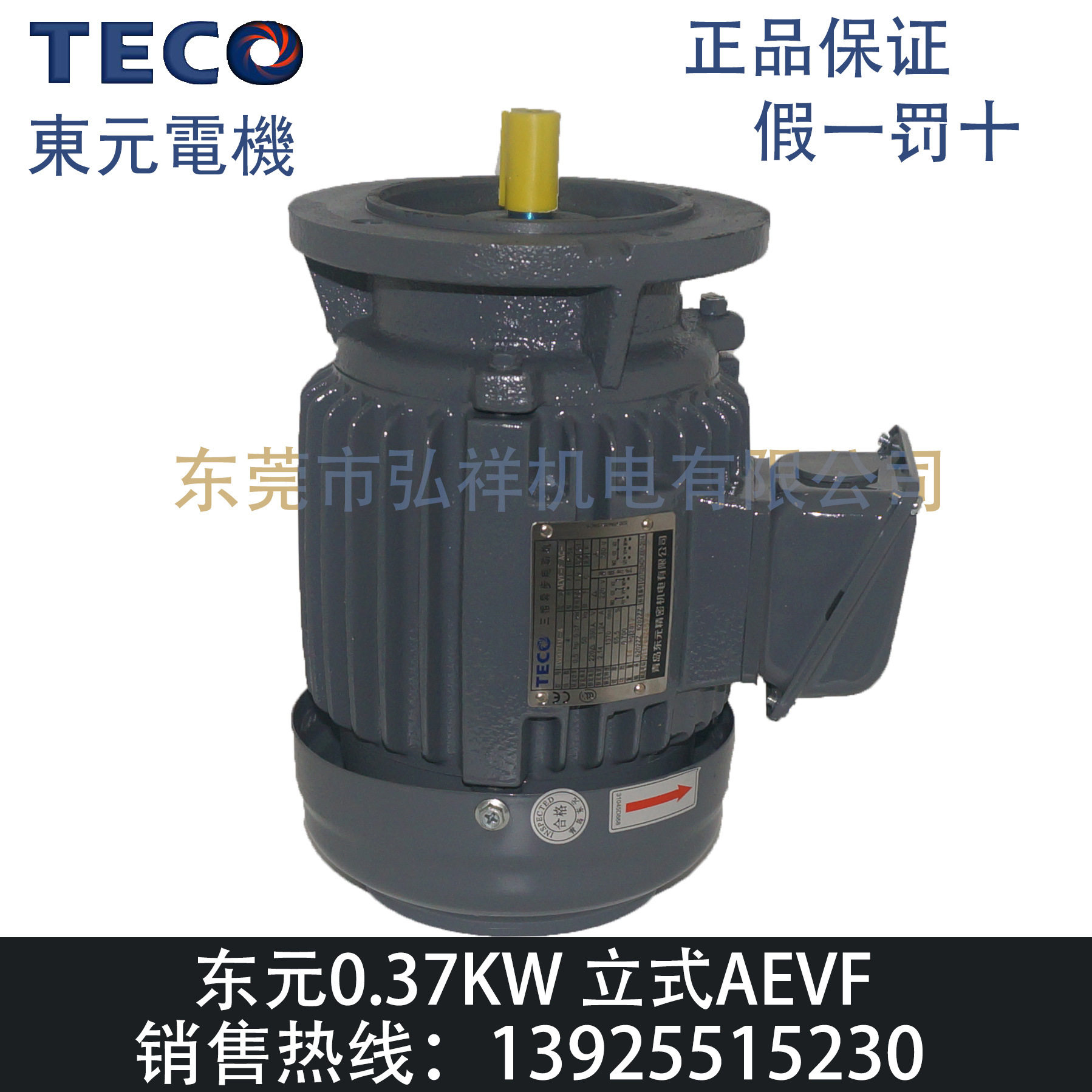 TECO东元电机0.37KW立式AEVFTVGH东元370W刹车制动马达0.5HP4P