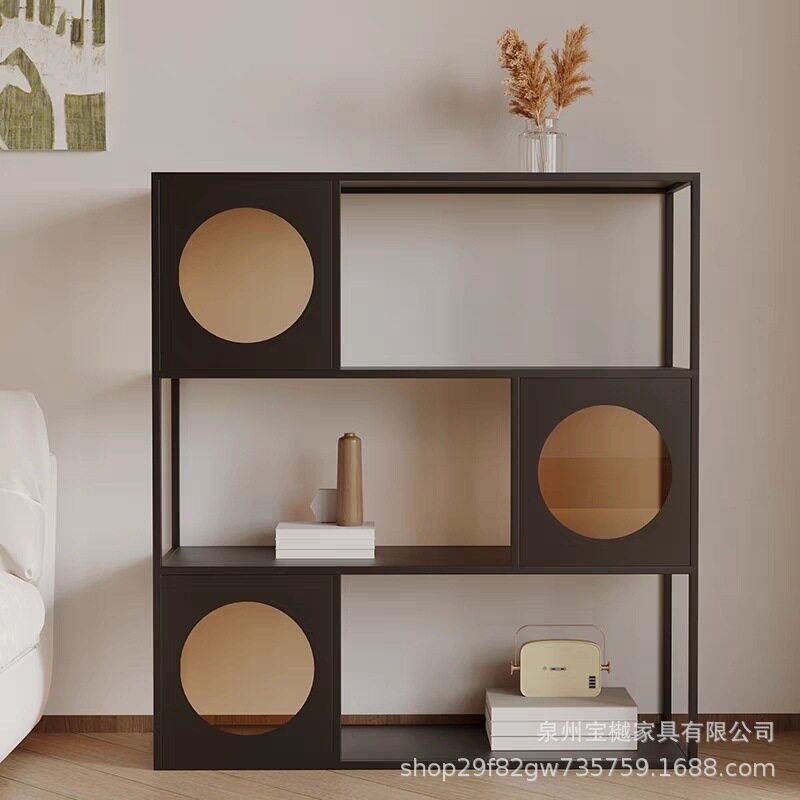 奶油风铁艺书架置物架落地一体客厅收纳柜简约现代家用多层展示架