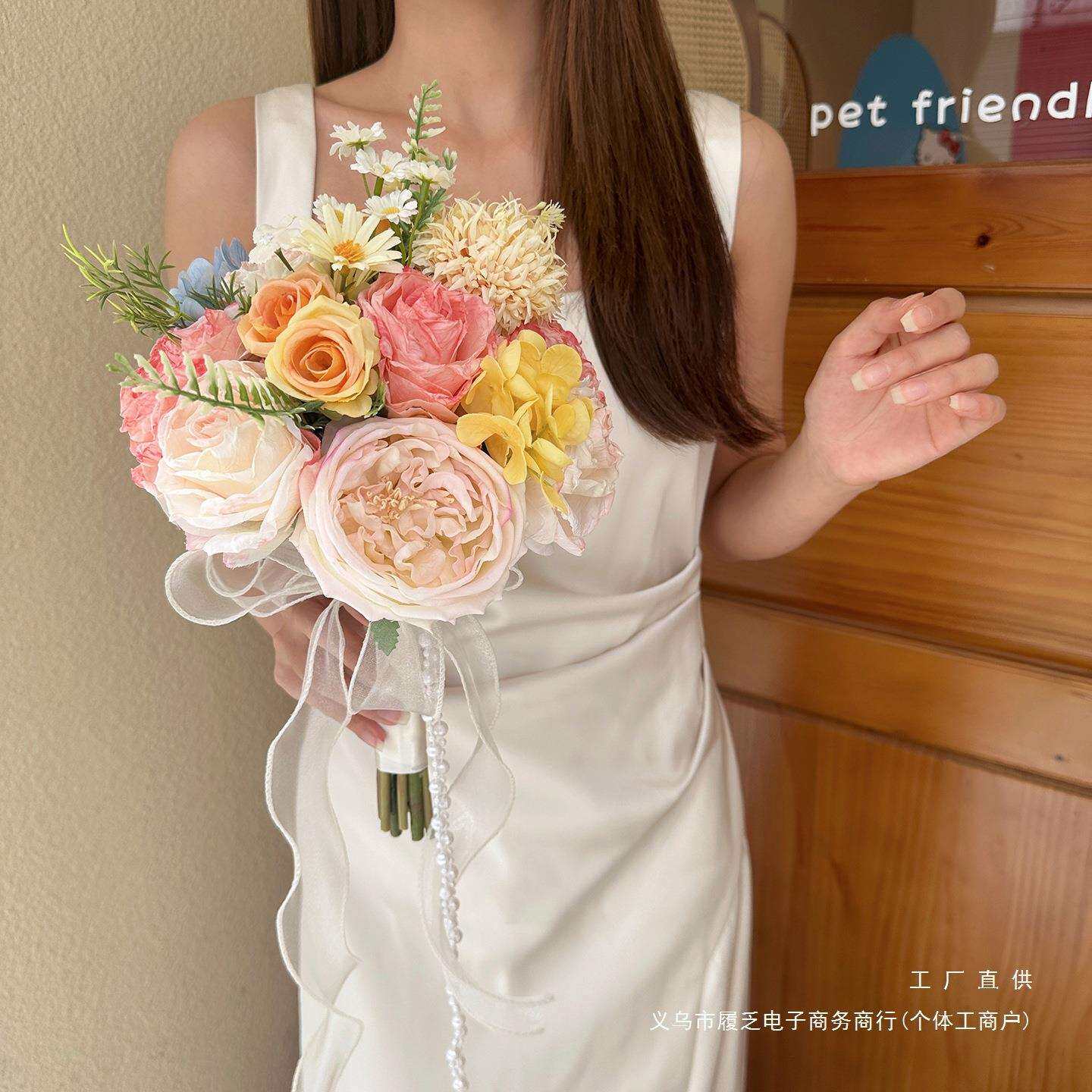 玫瑰花新娘花感结婚领证订婚手捧花束装饰花拍照道具