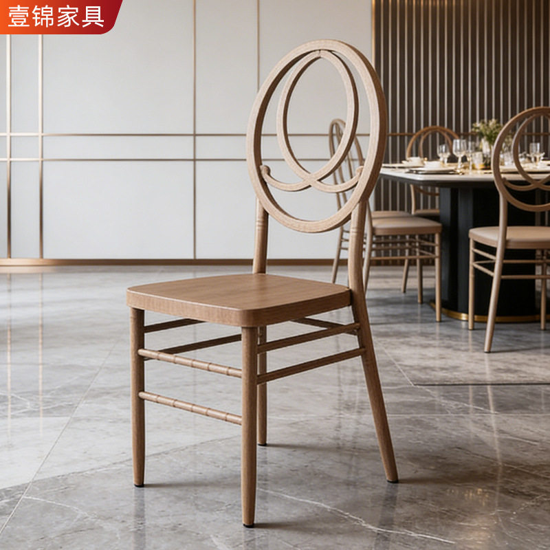 现货餐厅酒店竹节椅婚庆喜宴会古堡电镀椅子户外金属可叠婚礼餐椅