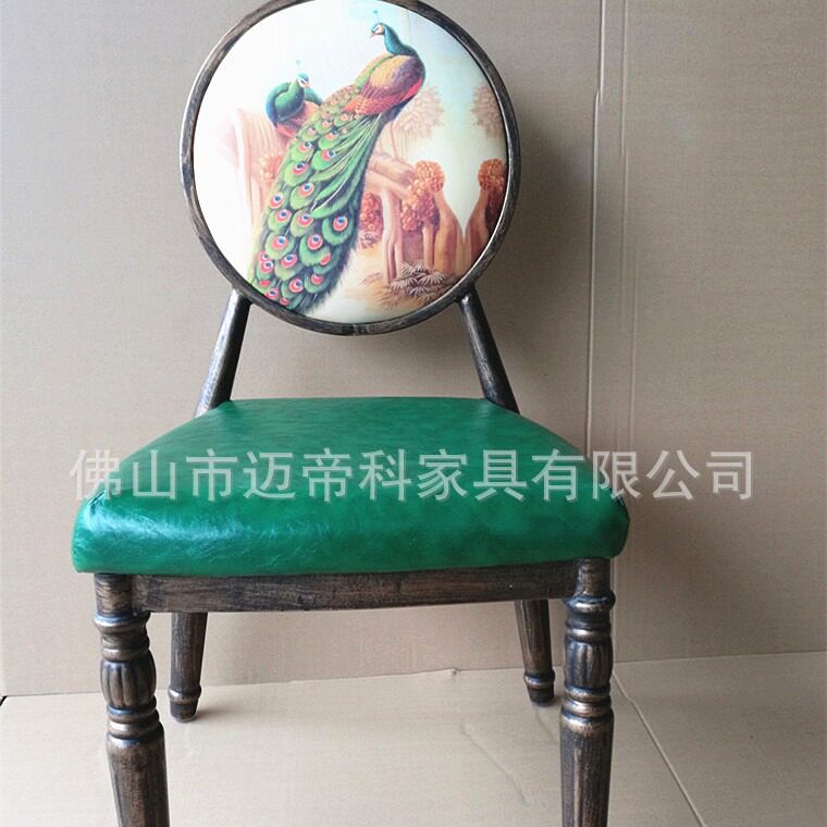 批发复古铁艺餐椅创意北欧休闲美甲凳靠背化妆椅 网红家用书桌椅