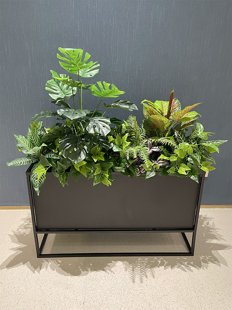 仿真绿植芦苇龟背叶花槽花箱栅栏定制花艺酒店商场店铺植物墙装饰