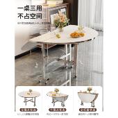 折叠餐桌家用圆形饭桌多功能圆桌带转盘12人15人可折叠吃饭大桌子