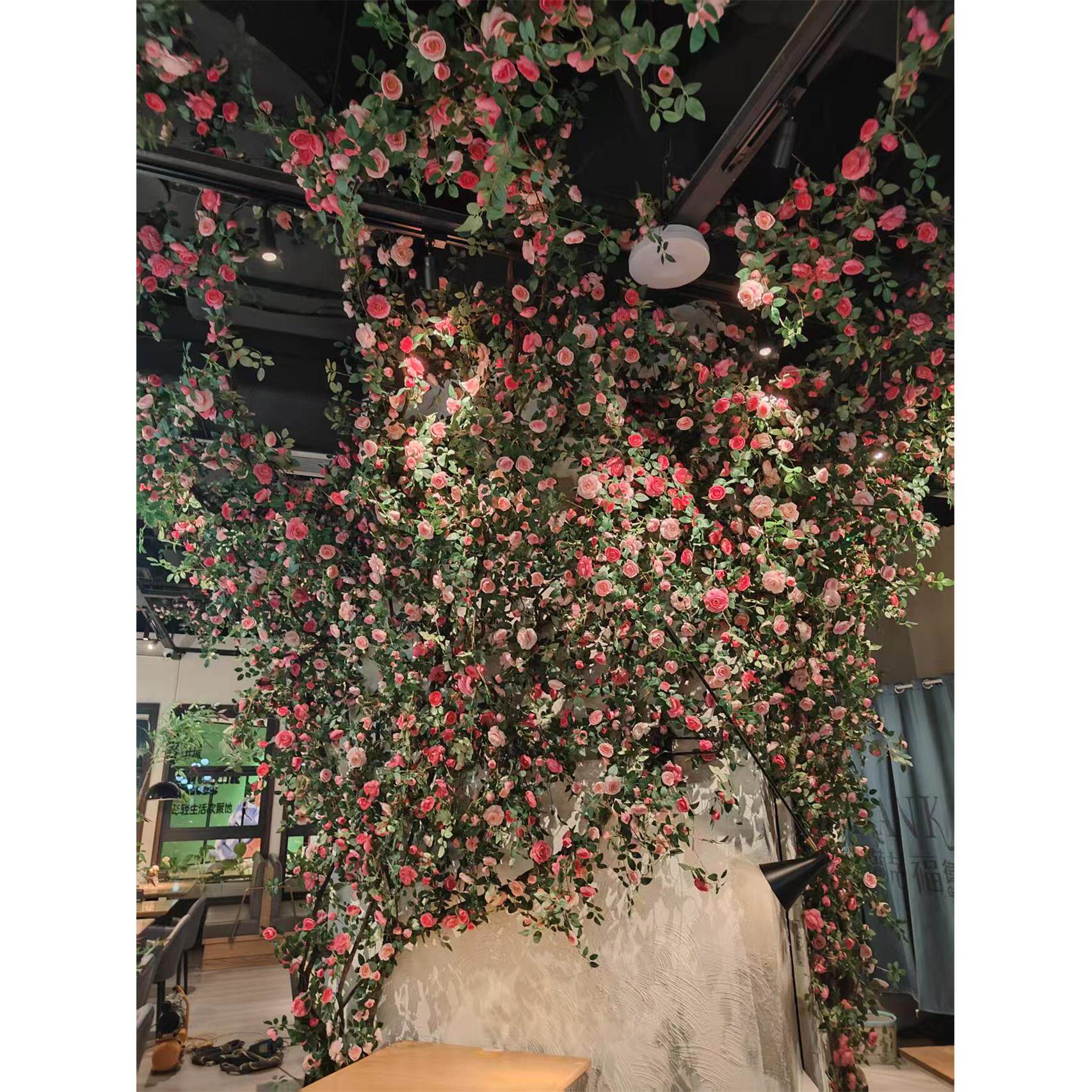 网红背景花墙彷真花墙背景墙假花装饰形象墙立体玫瑰花挂壁墙