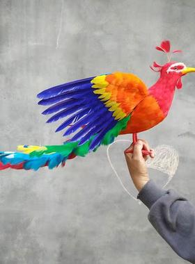手工制作仿真羽毛凤凰摆件适用客厅庭院婚庆婚纱装饰 可定制祝福