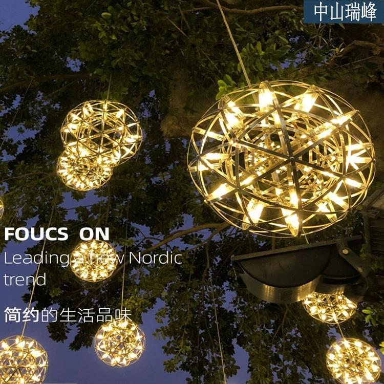 北欧火花球吊灯创意灯工业风后现代饭厅服装店吧台商场楼梯满天星图片