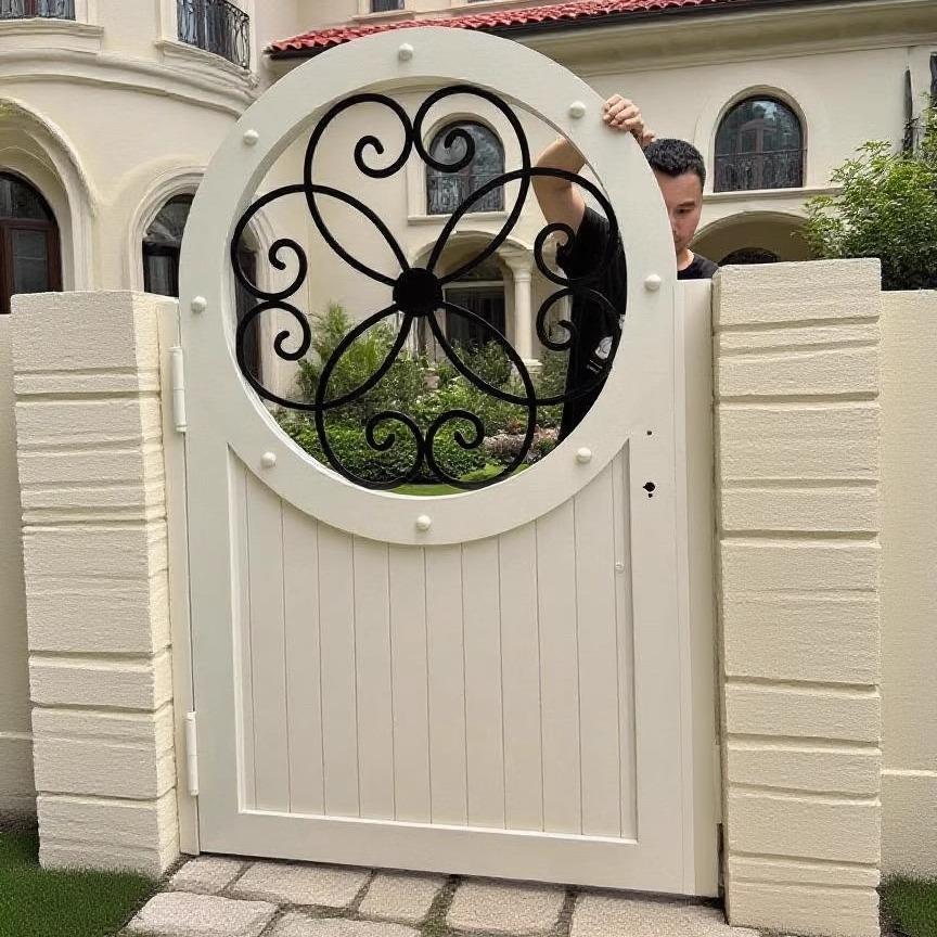 铝合金别墅单开门院子铁艺大门铝艺双开对开法式花园入户小栅栏门