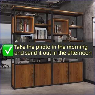 大厅屏风隔断书柜组合简易落地式铁质储物架办公室书架入口储物柜