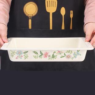 珐瑯彩烤盘搪瓷盘盘子烤鱼盘餐盘北欧风格纯色小清新盘可明火烤箱