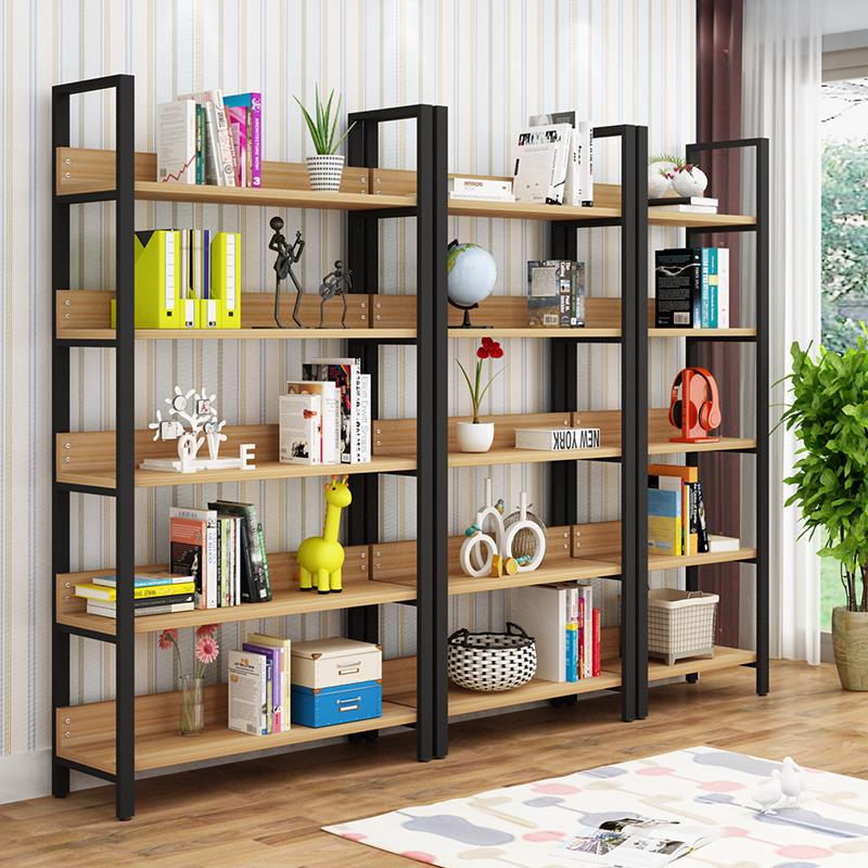 家用钢木书架书柜置物架书架多层书橱组合收纳架储物柜货架展示架