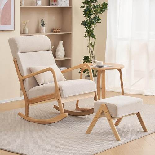 摇摇椅实木躺椅沙发小型阳台休闲椅子客厅卧室原木单人椅2025新款