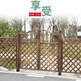 碳化复古防腐木门木栅栏门园艺栅栏门围栏篱笆门花园庭院门实木门