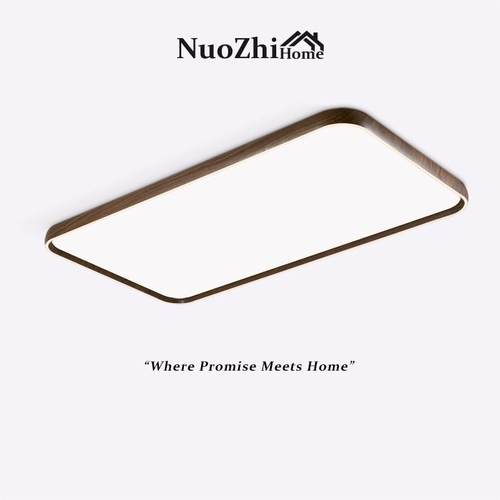 Home新中式客厅吸顶灯中古风胡桃木色现代简约全光谱护眼卧室灯具