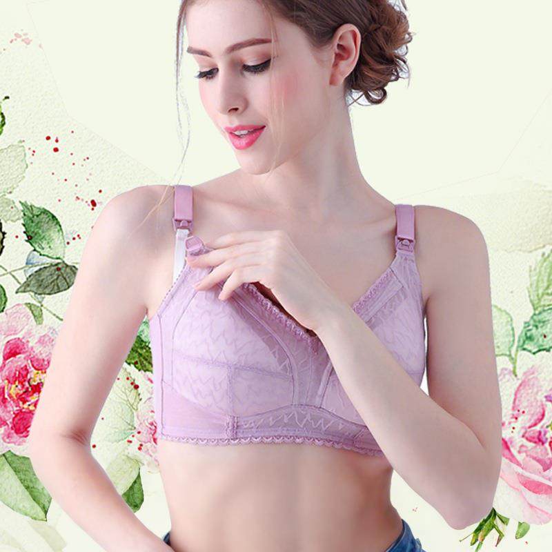新款大码聚拢无钢圈薄模杯透气纯棉哺乳文胸罩孕妇内衣调整型