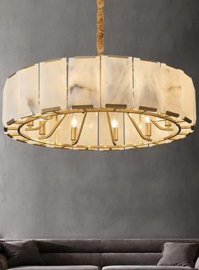 轻奢全铜云石客厅吊灯别墅餐厅卧室灯现代新中式简约高档大气灯具