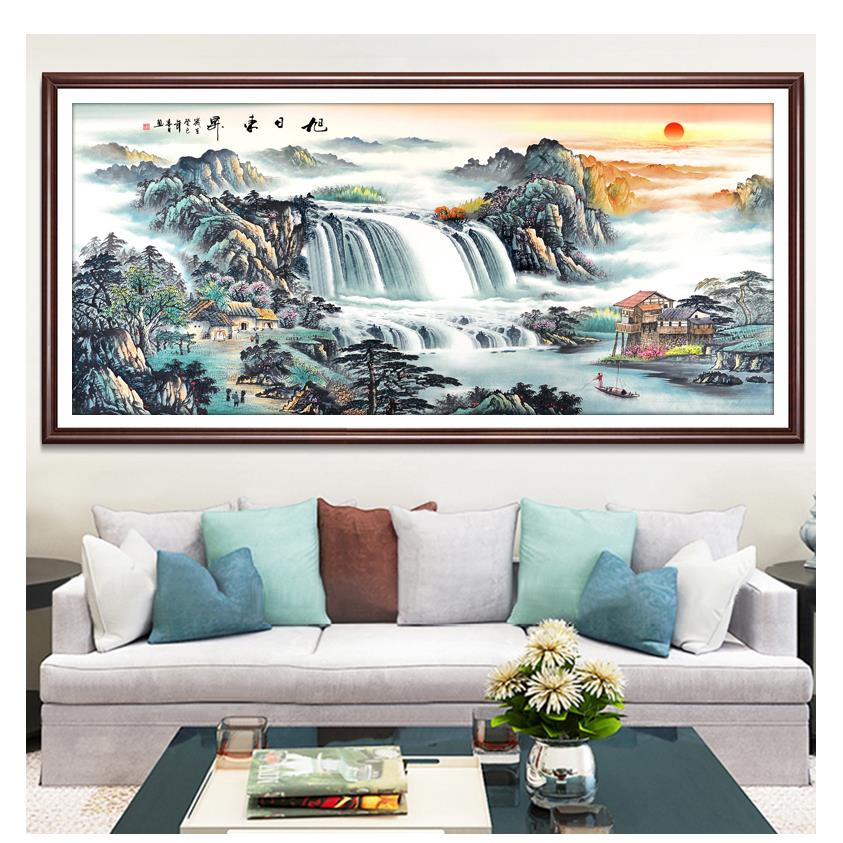 旭日东升钻石画2025新款5d八方聚财满钻客厅秀砖石贴画山水十字绣