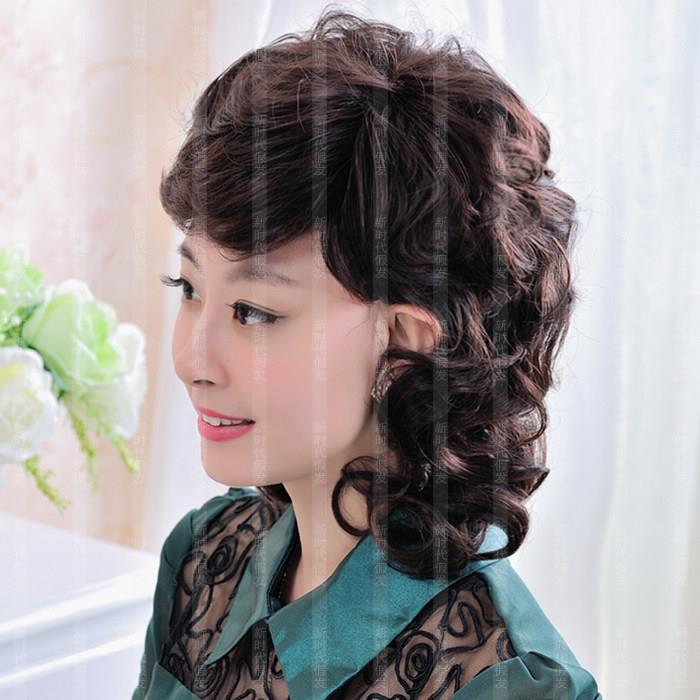 韩版假发 中老年假发 短发 短卷发 中年女士中长发 妈妈假发套