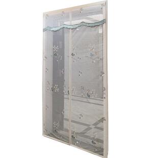 防蚊门帘白色磁性防蚊子纱门大门房间长磁条免安装小鸟绣花纱帘