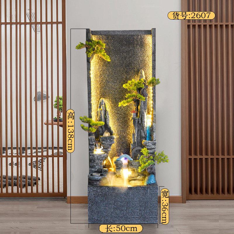 中式水幕墙假山客厅现代摆件风水轮流水喷泉室内循环水落地水景观