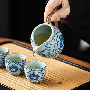2024新款 青花瓷茶具套装 家用泡茶器轻奢高档汝窑功夫茶杯茶壶盖碗