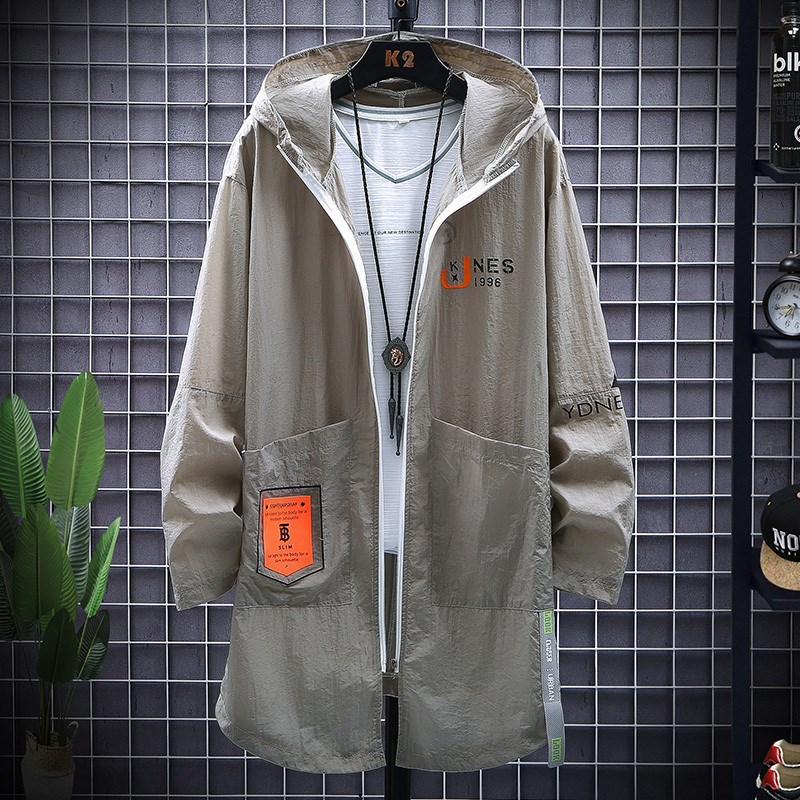 外套男夏装韩版休闲情侣透气夏季皮肤衣潮流薄款中W长款防晒服夹