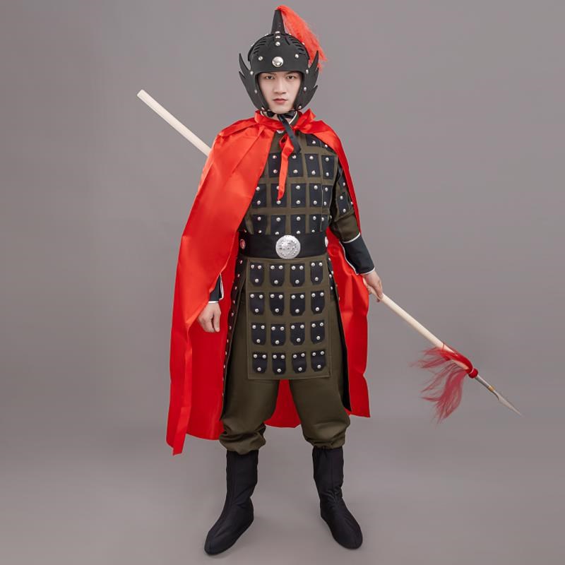 木兰辞朗诵士兵演出服兵马俑三国古代盔秦K汉将军铠甲岳飞汉满江