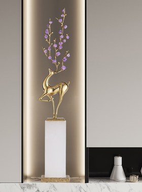 客厅紫水晶高档鹿摆件酒柜电w视柜两边入户玄关细长型竖高装饰礼