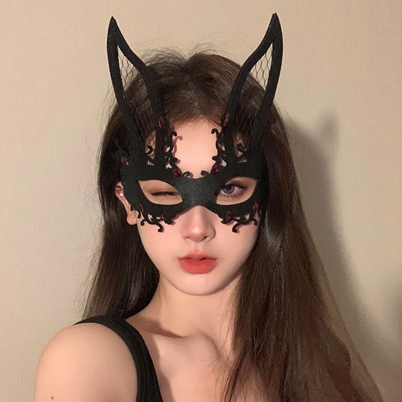 假面舞会花朵面具化妆晚会面v罩装扮道具半脸面具眼罩年会黑色脸