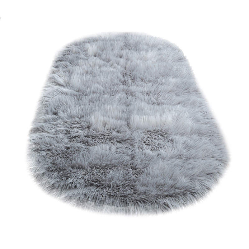 椭圆形羊毛地毯卧室床边毯加厚毛绒榻榻米地垫家用U白色拍照背景