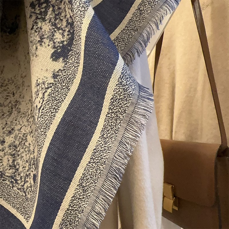 重磅色织提花工艺!丛林系列拆须丝F毛围巾女真丝羊毛方巾披肩围脖