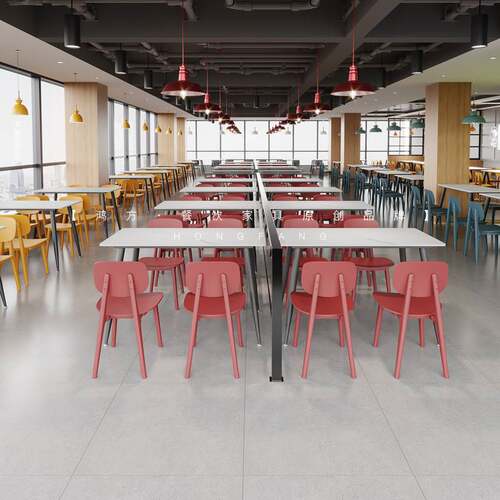 商用岩板快餐店小吃面馆汉堡店自助餐厅桌椅学校食堂X餐饮桌椅组