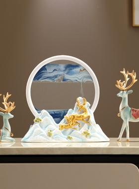 沙漏创意摆件流沙画鹿客厅入户玄关酒柜轻K奢装饰品乔迁新家居礼