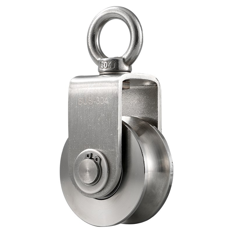 304不锈钢滑轮钢丝绳吊环滑轮起重吊轮攀岩健身T拉力吊钩省力组器