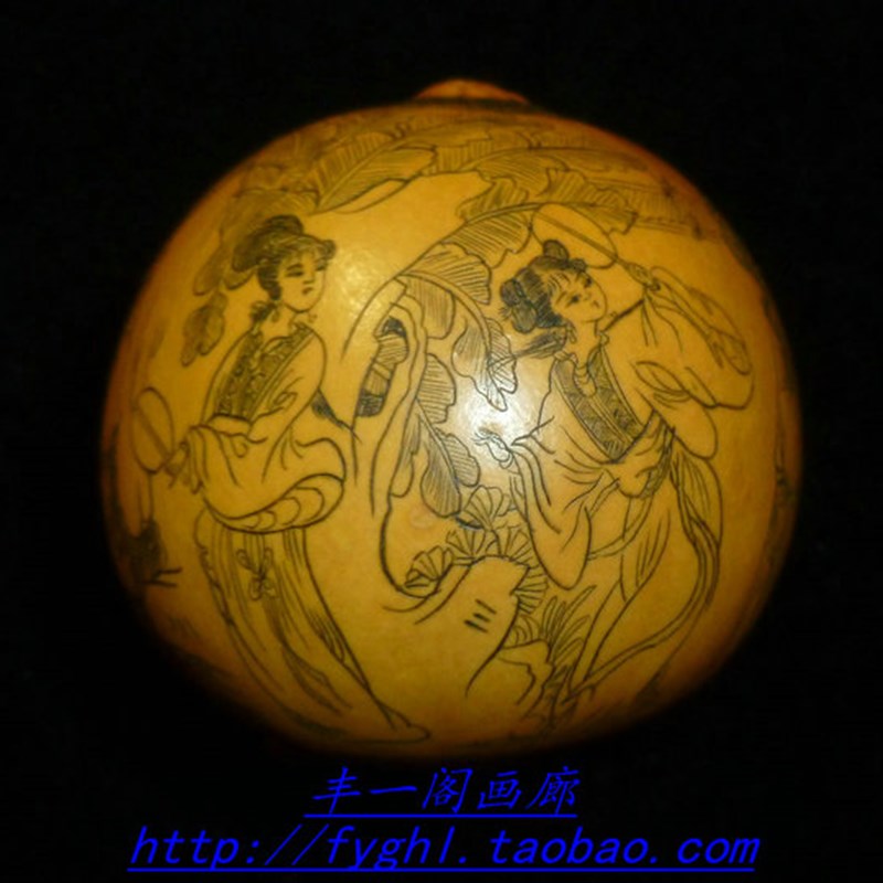 天一阁精品微雕手捻鸡蛋葫芦手把件针画金陵十二金钗收藏礼品天然