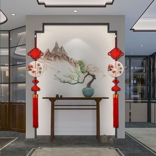 玉石中国结挂件客厅大号高档书房办公室玄关装饰入户乔迁礼品墙壁