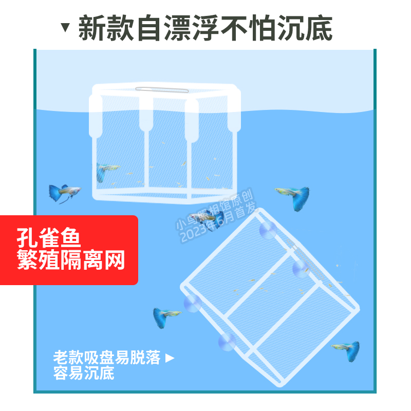 自漂浮鱼缸内隔离网孔雀鱼繁殖新一代组合产箱孵化网分隔生小鱼苗