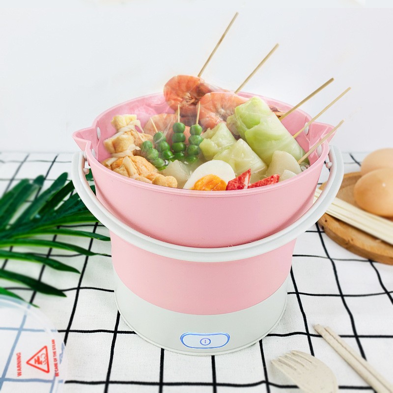 多功能电煮锅折叠火锅煮面可折叠式烧水壶便携游行电锅110V小家电