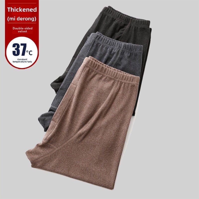 德绒发热保暖裤男加绒加厚秋冬季无痕大码秋裤宽松家居睡裤打底裤