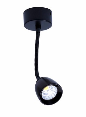 黑色led软管小射灯明装万向3W客厅背景墙立杆照画吸顶5W可调床头