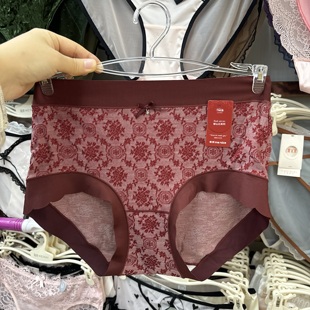 大码 每奈6920红色内裤 女碎花包臀中腰结婚本命年安可拉红女士短裤