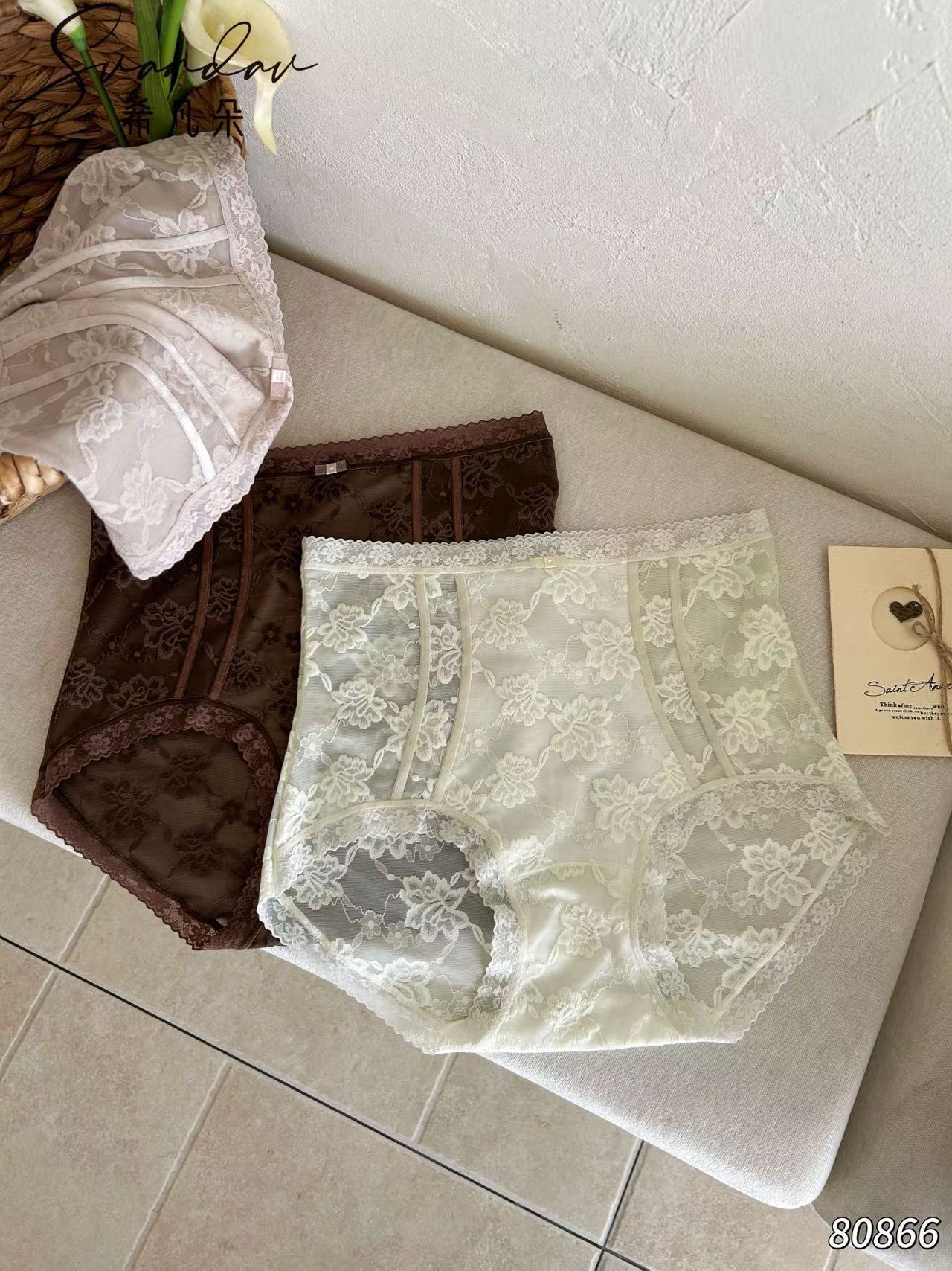 希凡朵80866女士内裤蕾丝高腰微收腹包臀舒适三角裤女短裤秋冬