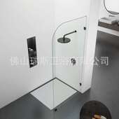 浴室步入式 shower 半隔断 304不锈钢钢化玻璃倒角隔断墙夹walk