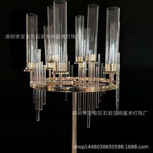 新款 饰酒店道具用品金色蜡台 婚庆铁艺九头烛台婚礼主桌节日布置装